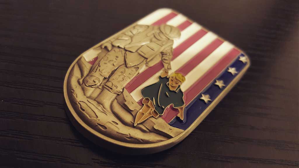 Army Challenge Coin Design With Stars and Flag