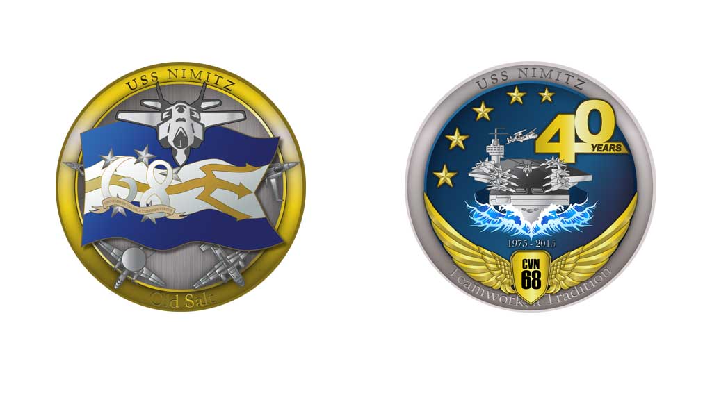 navy challenge coin uss nimitz 40th ann artwork
