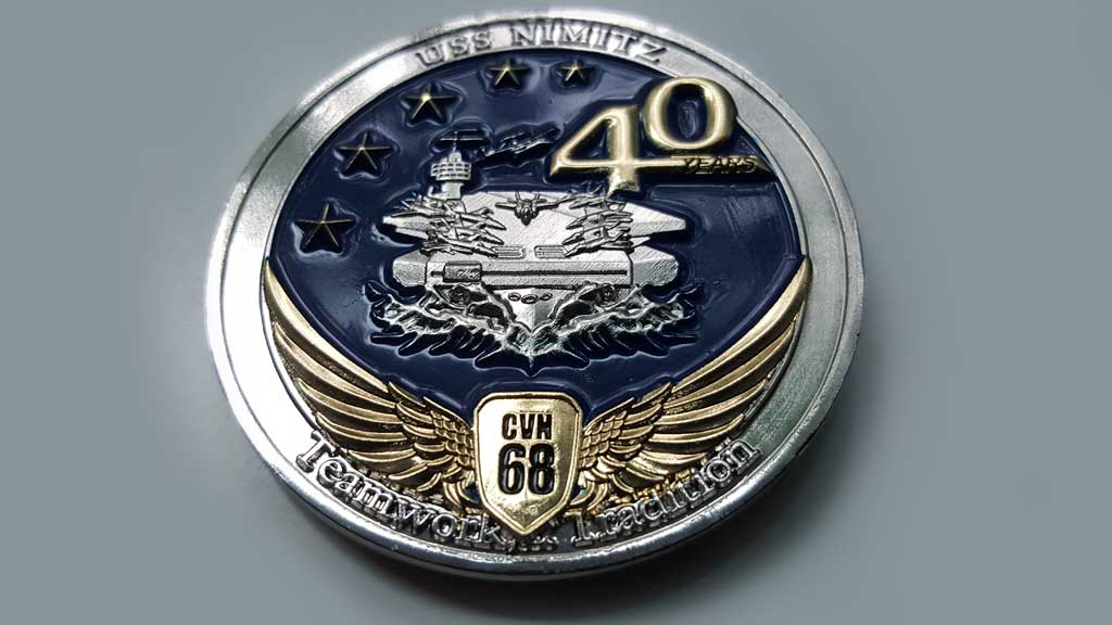 navy challenge coin uss nimitz 40th ann front