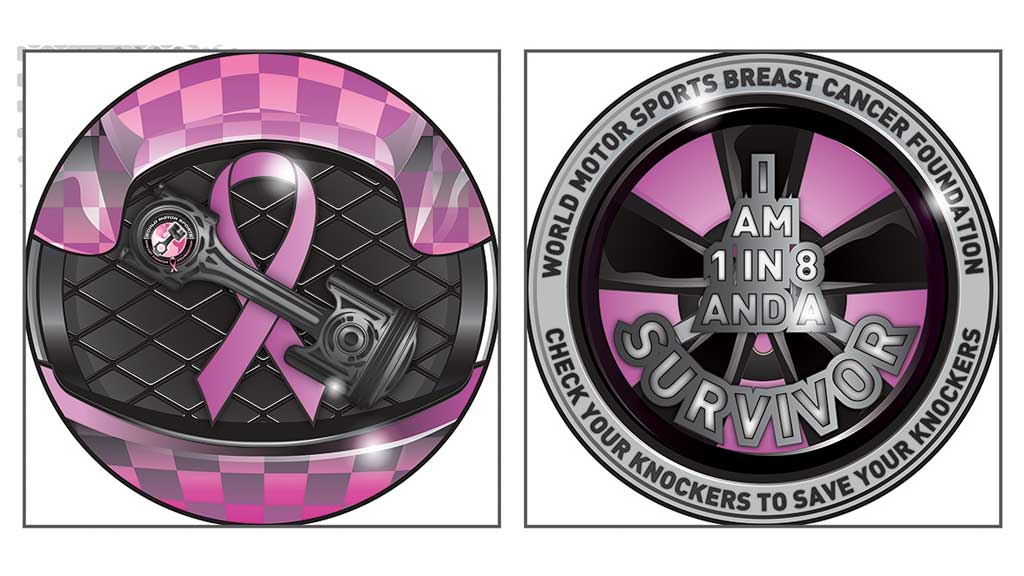 world motorsports breast cancer awareness challenge coin artwork