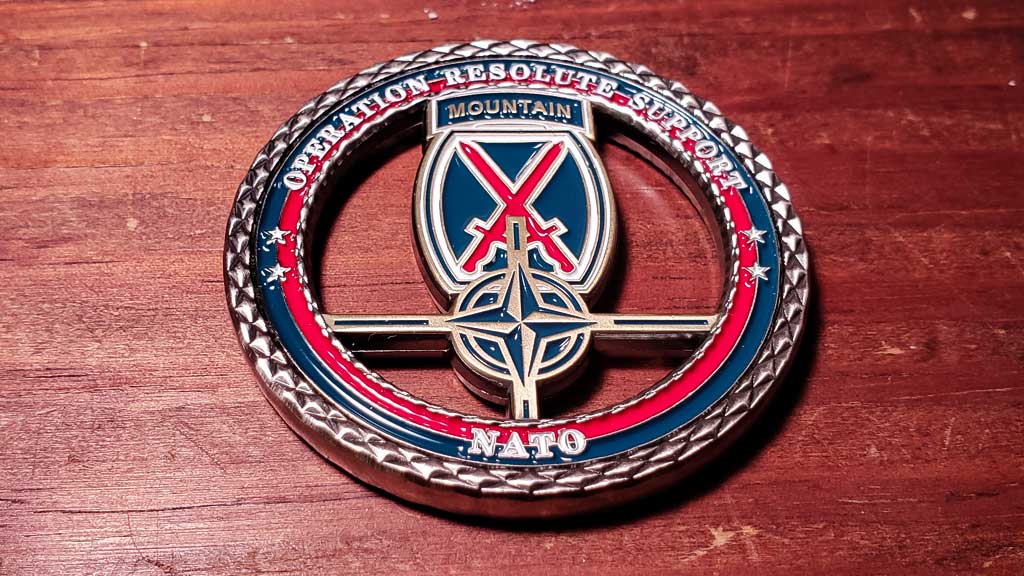 afghanistan NATO army challenge coin back