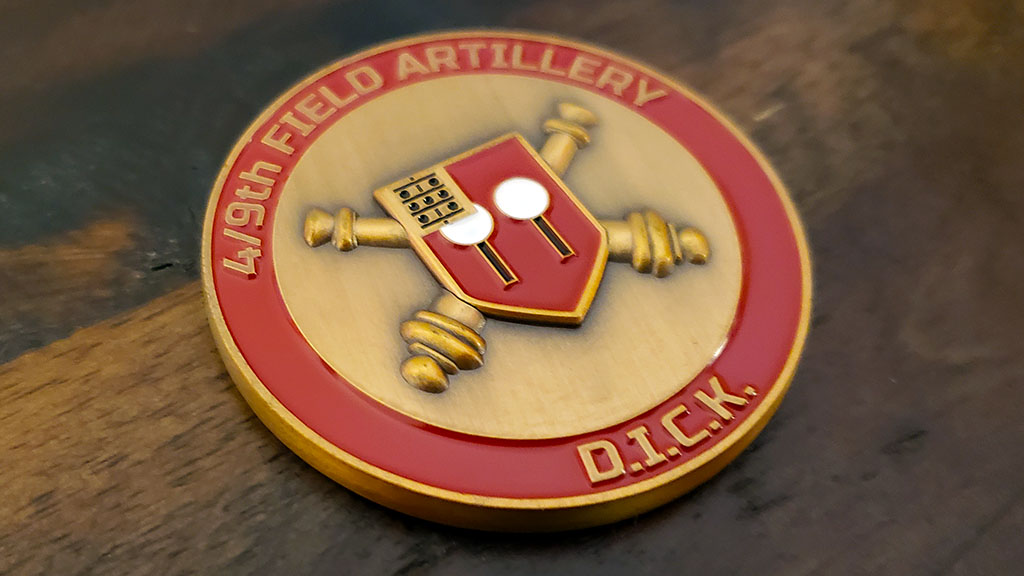 army artillery challenge coin back