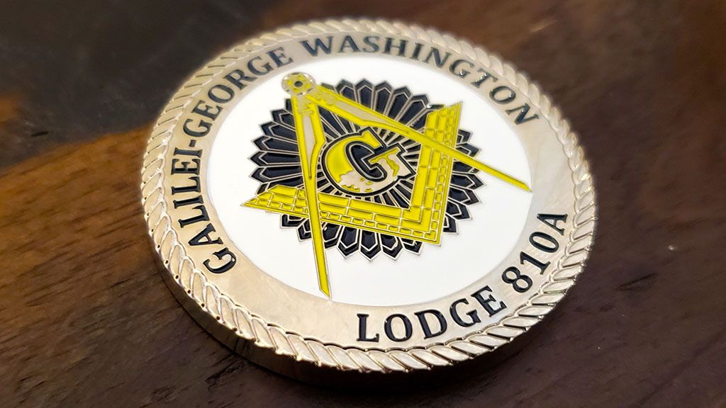 freemason lodge challenge coin front