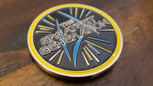 The Greatest Generation podcast challenge coin front