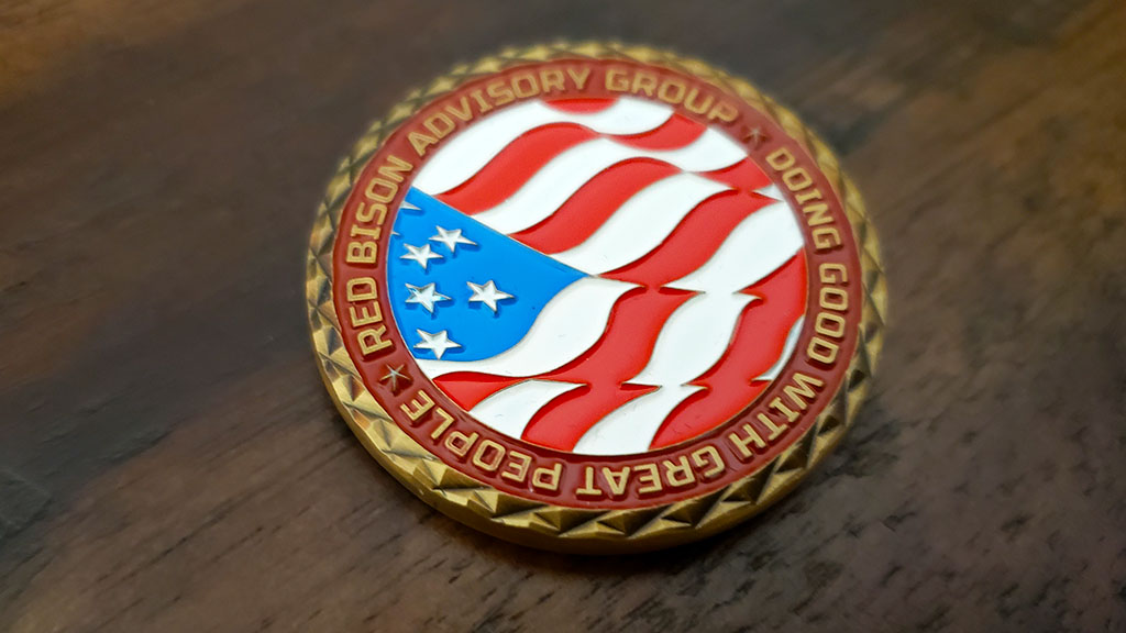 red bison challenge coin back