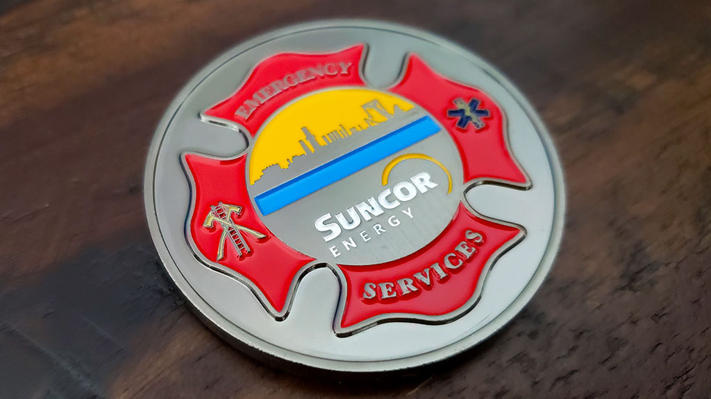 suncor firefighter challenge coin back