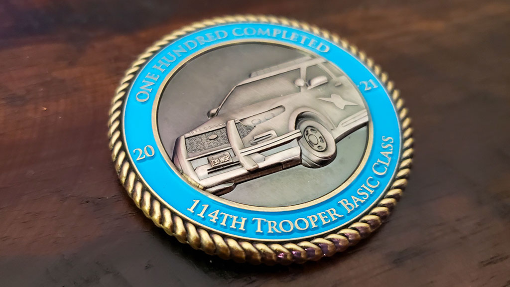114th trooper school coin back