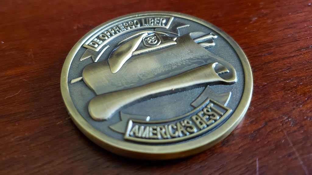 supply corps challenge coin back