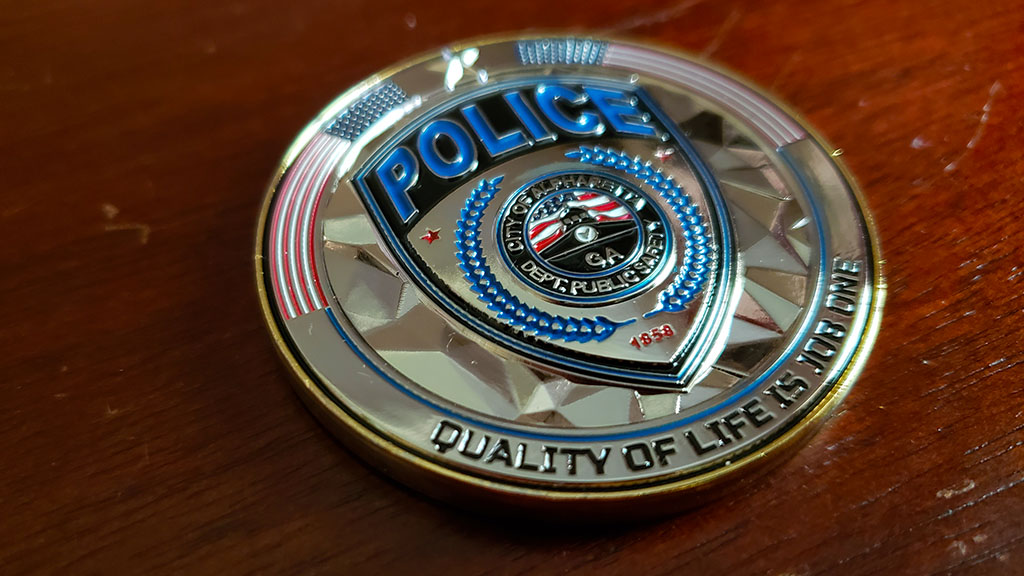 alpharetta police challenge coin front