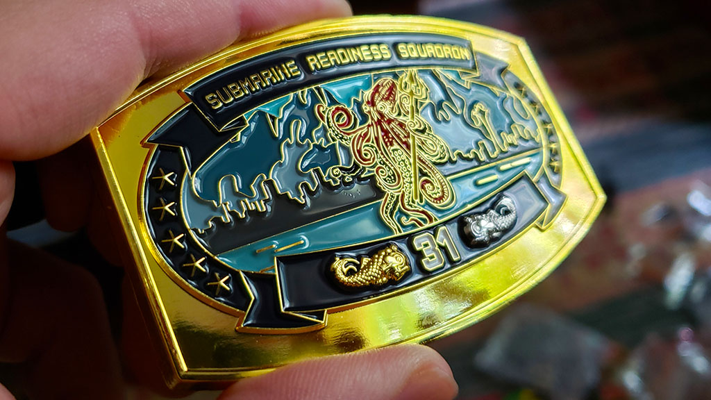 custom military belt buckles gold