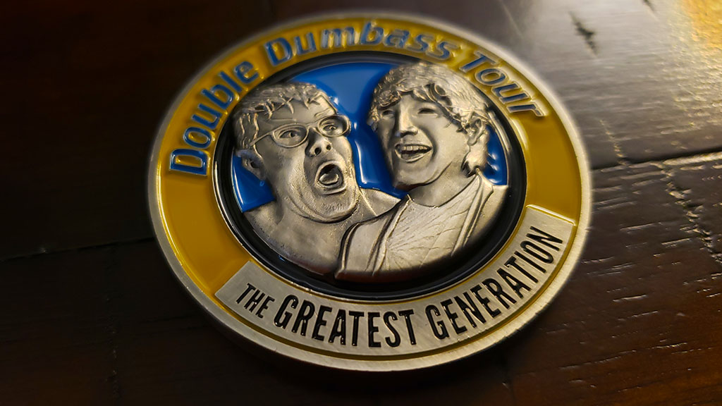 double dumbass tour coin front