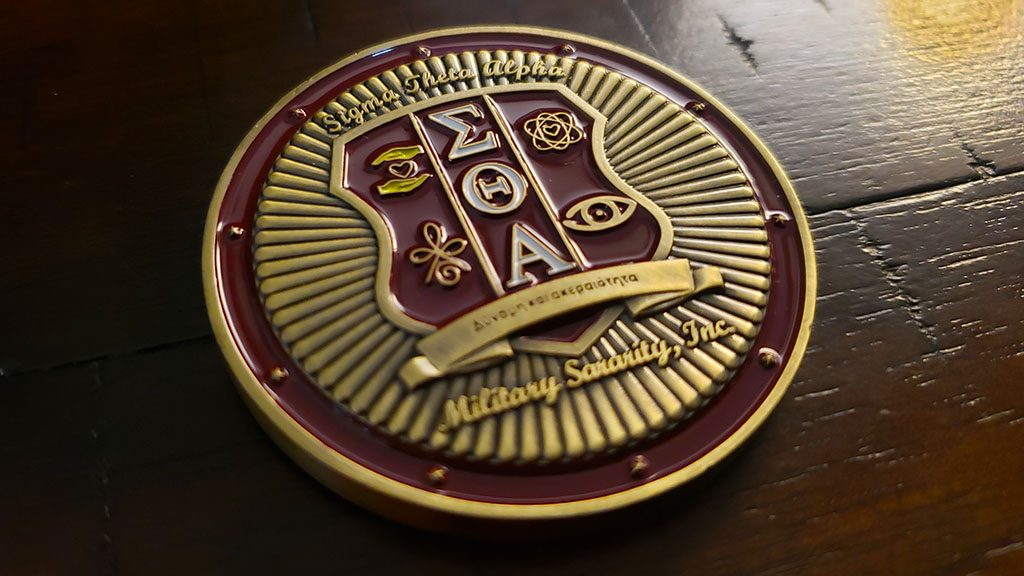 sta military sorority inc coin front