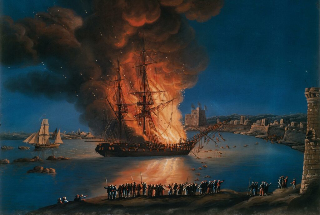 USS Philadelphia burning