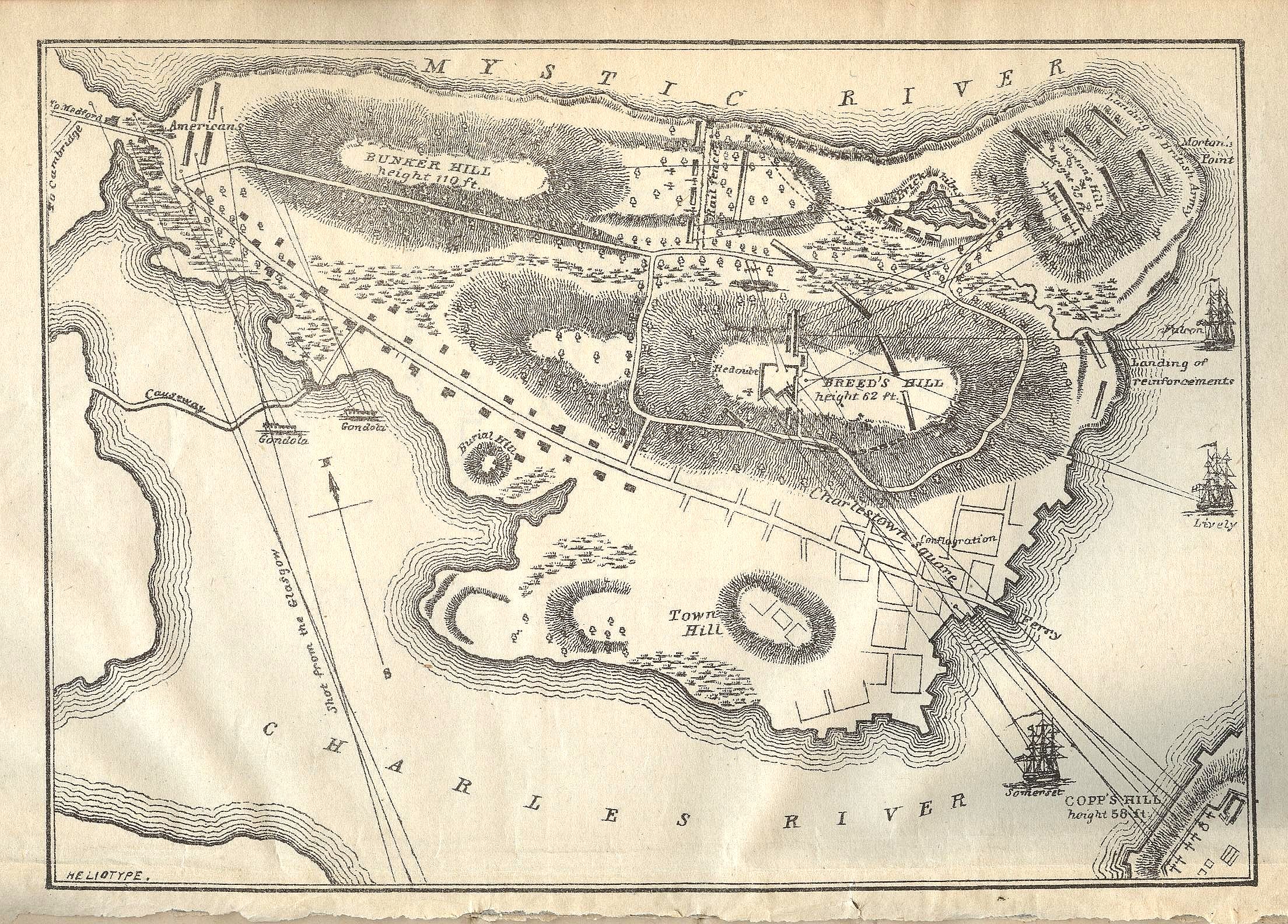 map of the battle of bunker hill