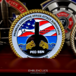 U.S. Navy Program Executive Office Attack Submarines Challenge Coin rear designed by Embleholics