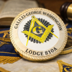Masonic mason challenge coin with the G